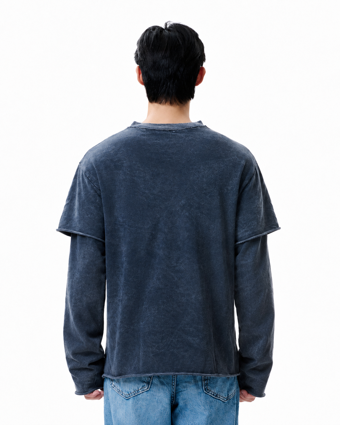 Washed Spray Long Sleeve Tee - Grey