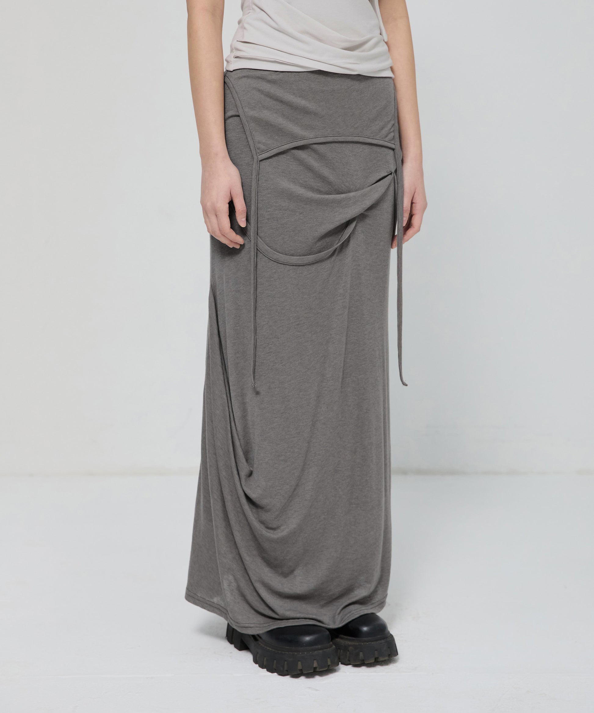 Asymmetrical Draped Long Skirt