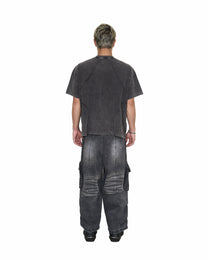 Washed Paneled T-Shirt - Grey