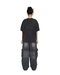 Washed Panelled T-Shirt - Black