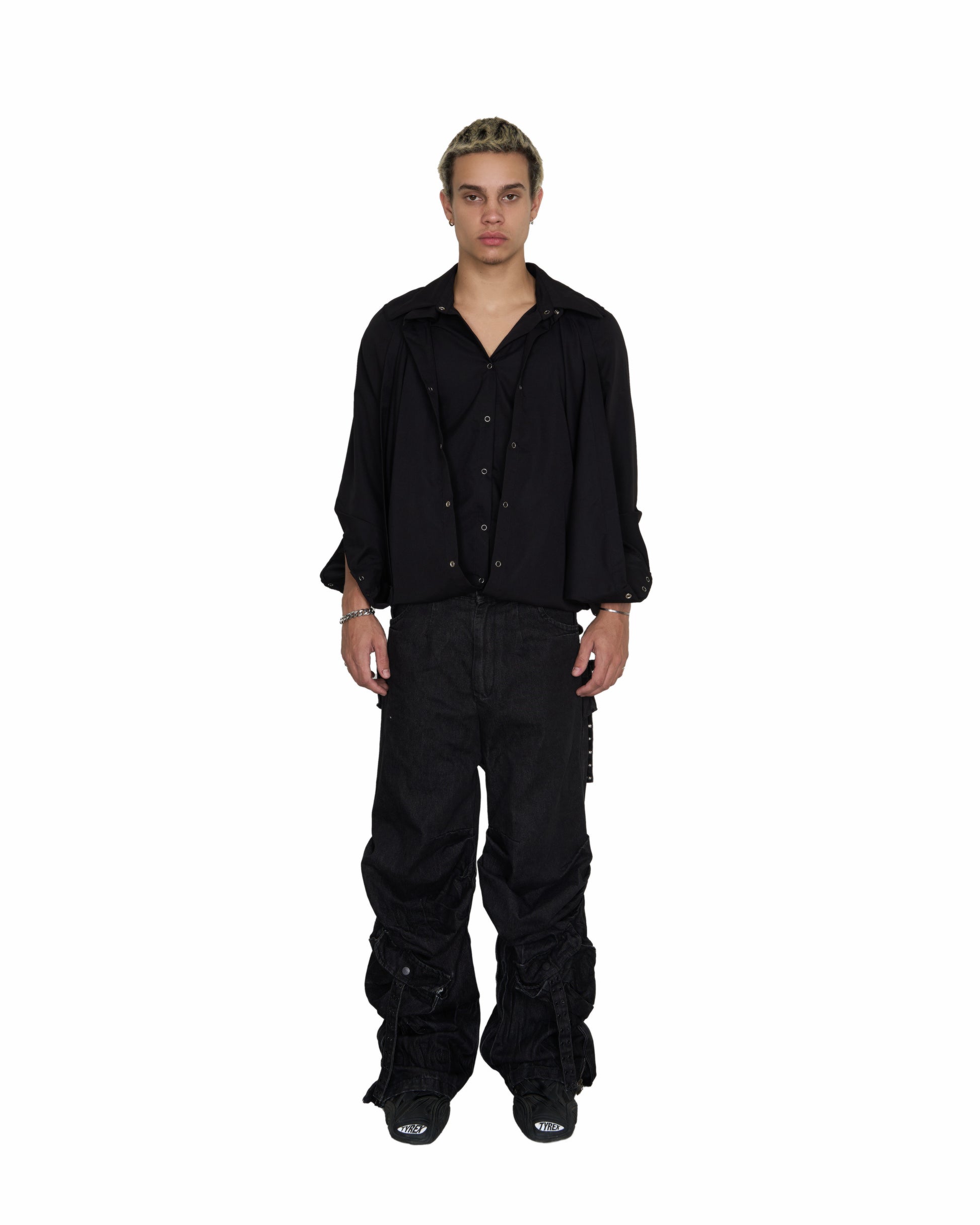 Washed Black Drape Jeans