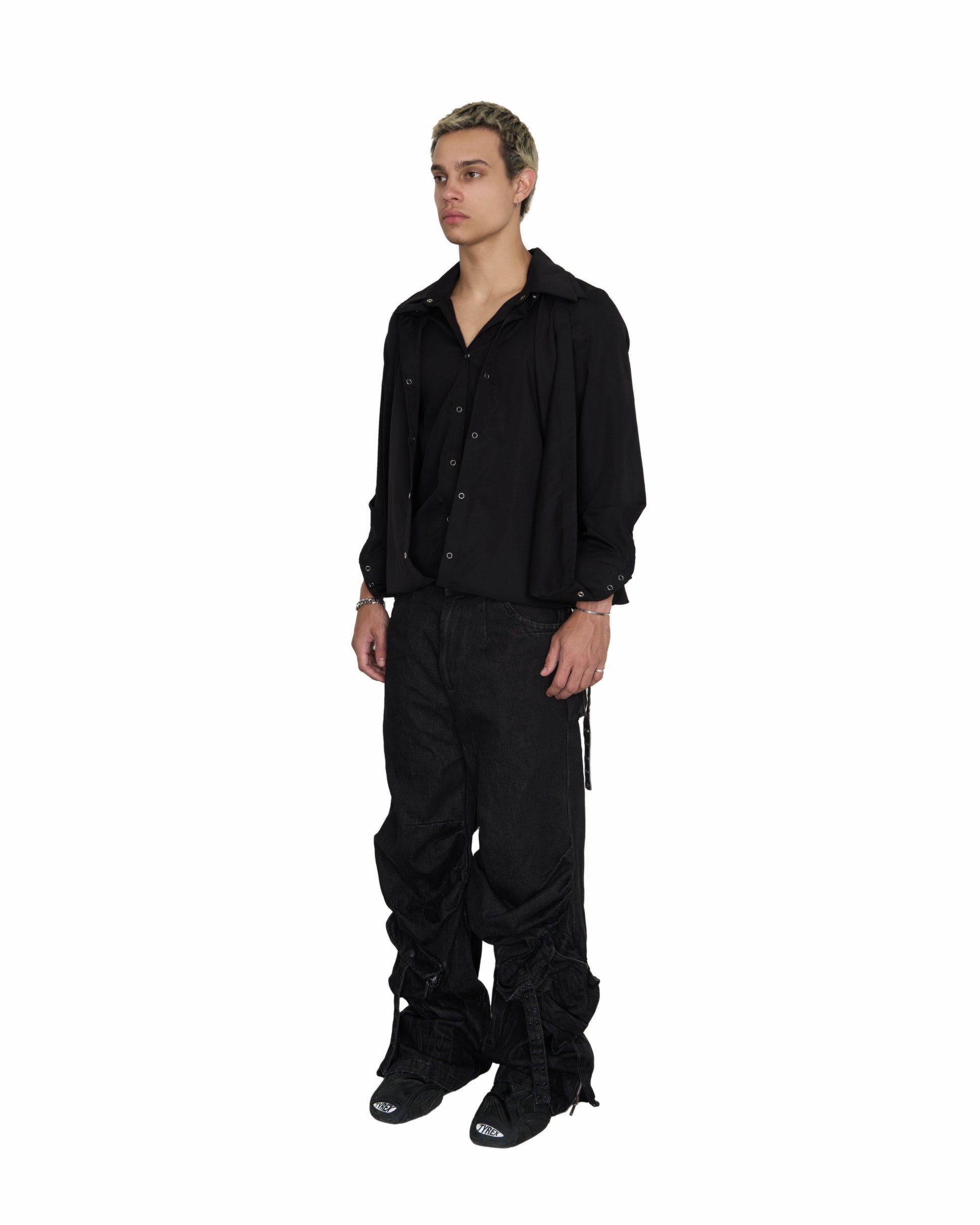 Washed Black Drape Jeans