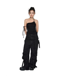 Washed Black Drape Jeans