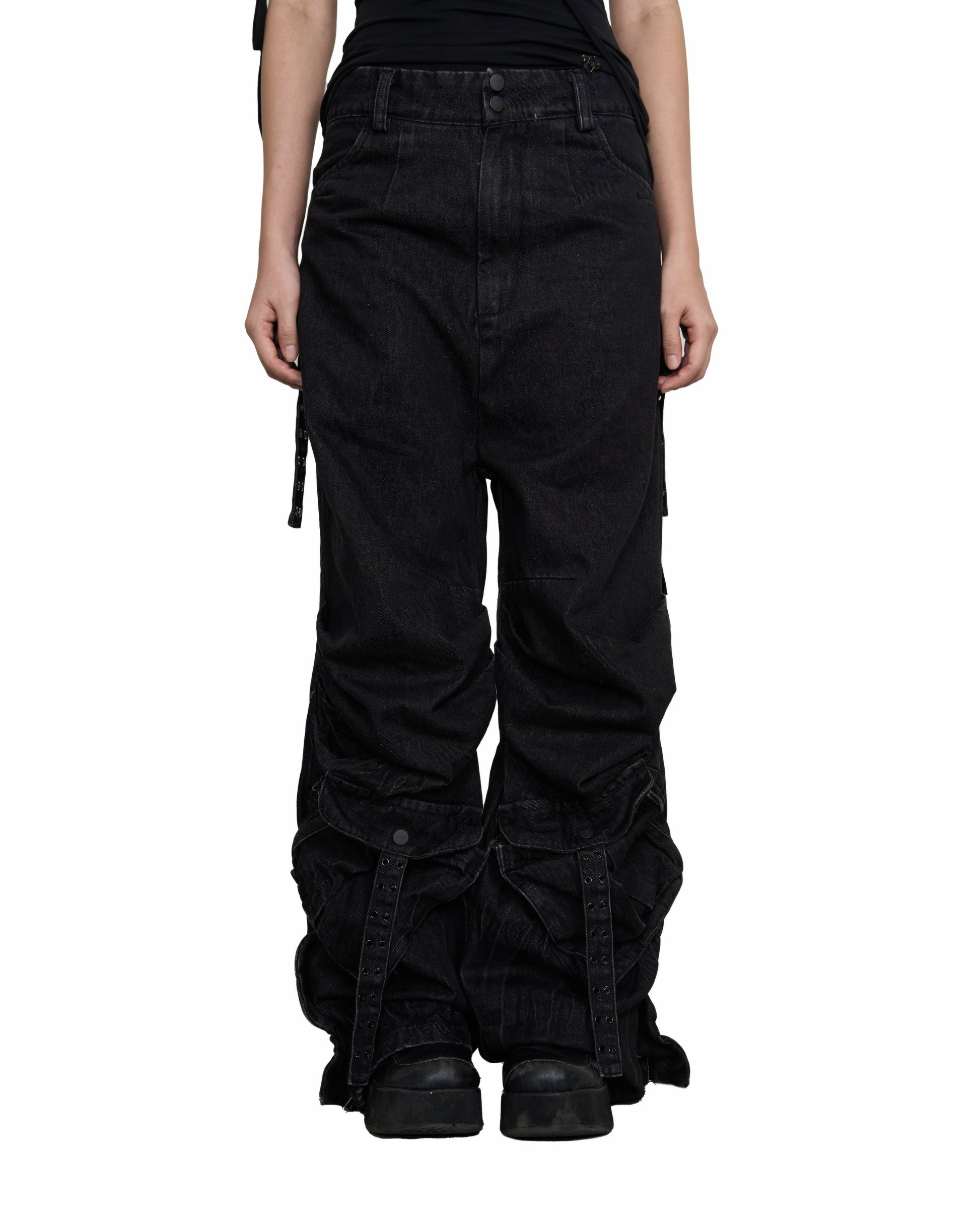 Washed Black Drape Jeans