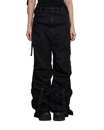 Washed Black Drape Jeans