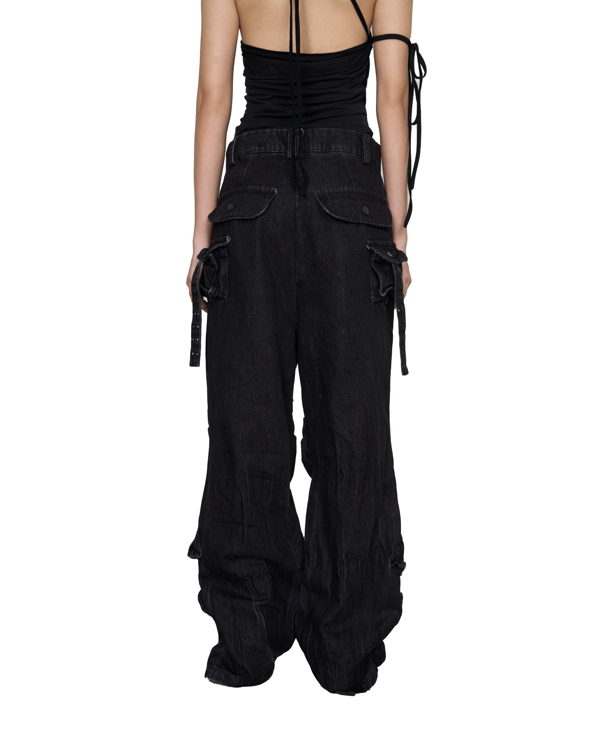 Washed Black Drape Jeans