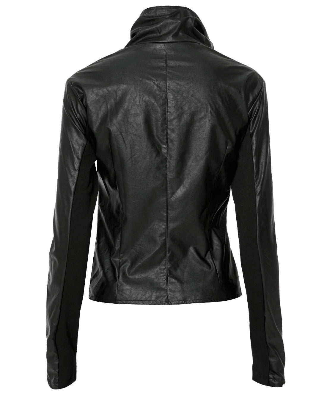 Asymmetrical Biker Leather Jacket (Black)