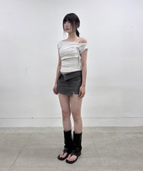 Asymmetrical Folded Skirt (Dark Gray)