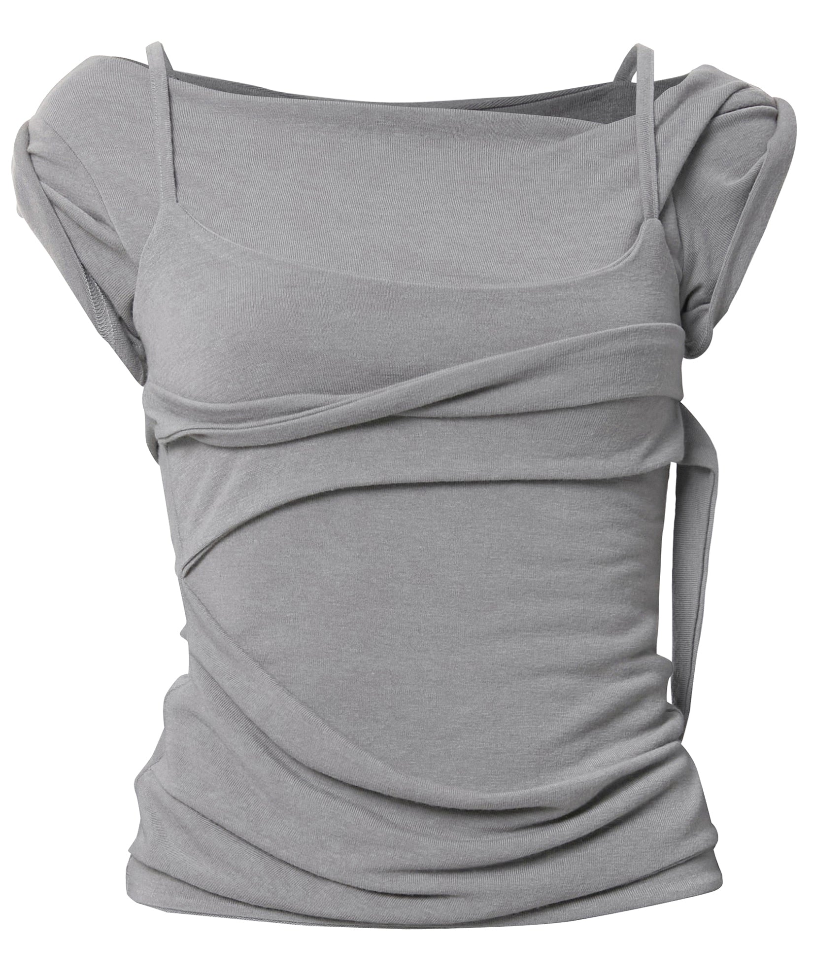 Layered Bustier T-Shirt (Gray)
