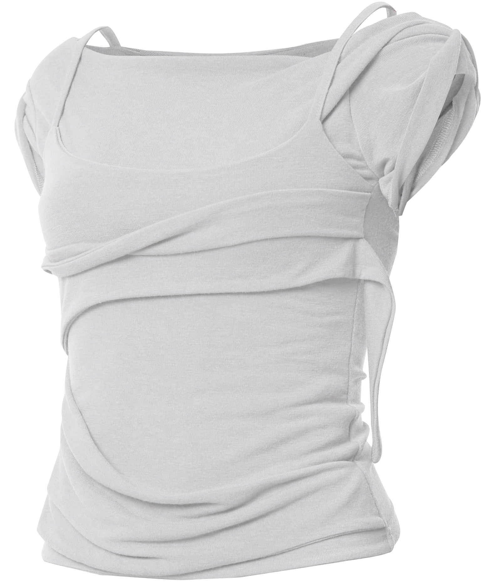 Layered Bustier T-Shirt (Cloud White)