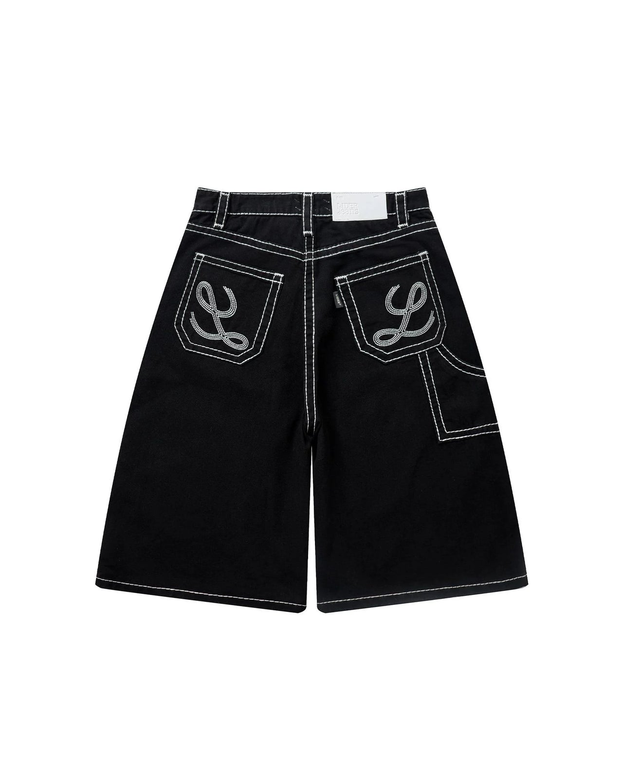 CARPENTER DENIM SHORTS - Stitched Black