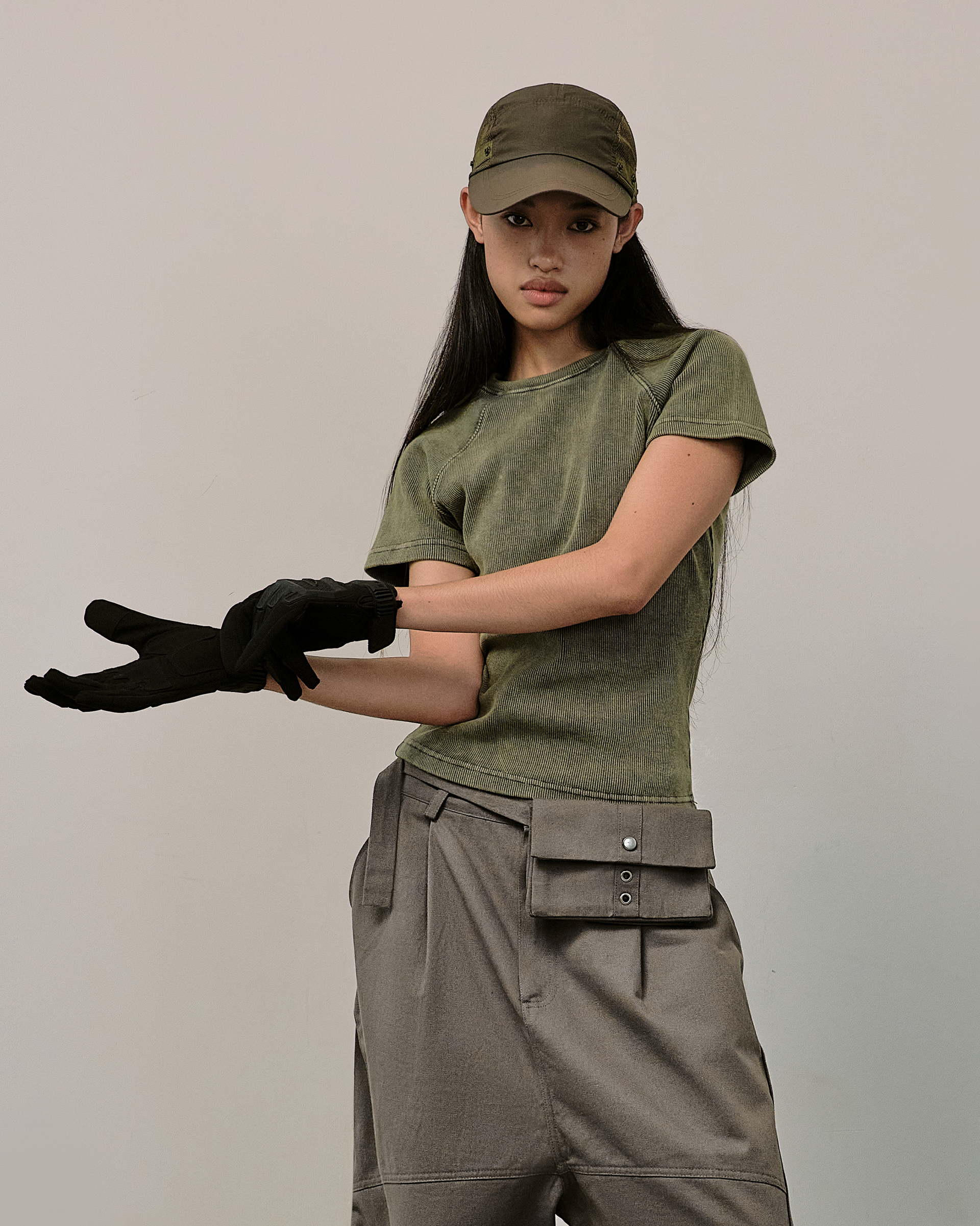 B Washed Tee (Army Green)