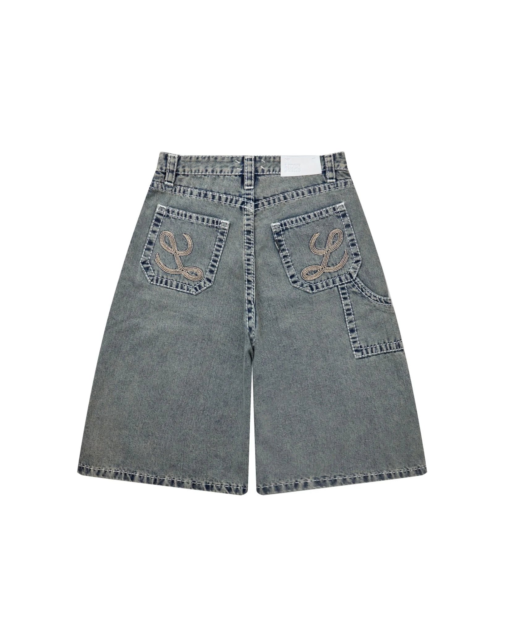 CARPENTER DENIM SHORTS - Stone Grey