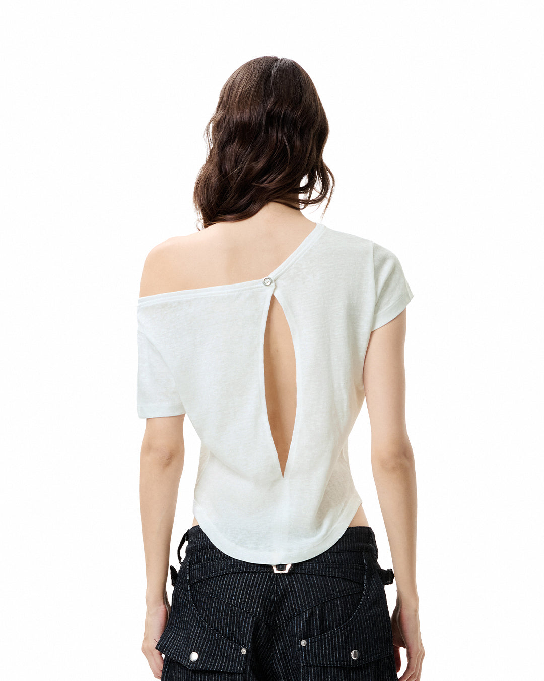 Asymmetric Cutout Slub Tee - Frost
