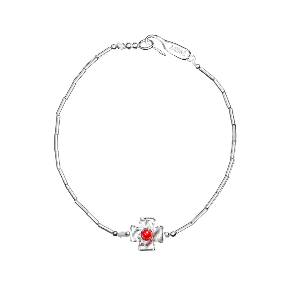 Red Cross Silver Bracelet