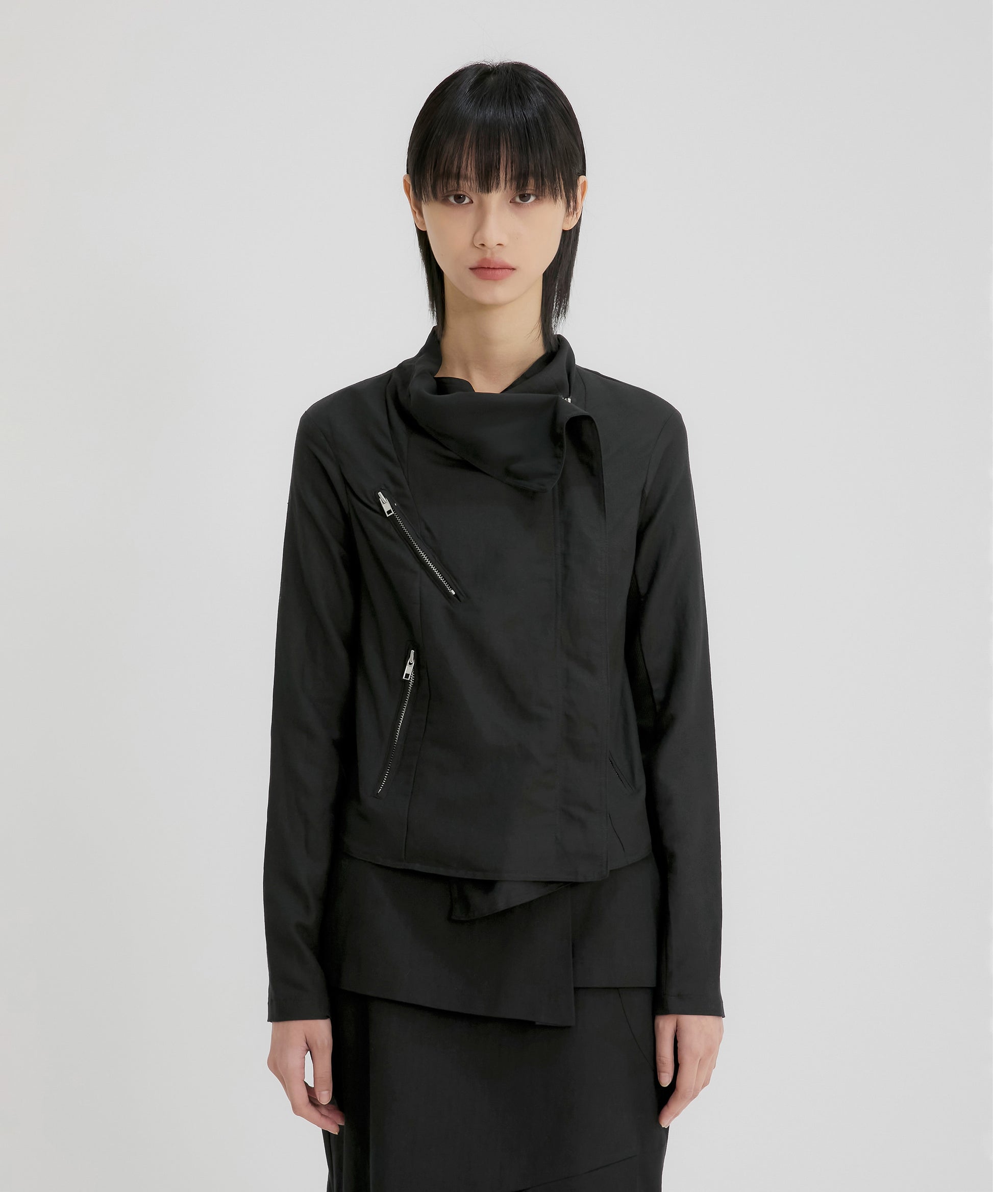 Asymmetrical Biker Jacket (Black)