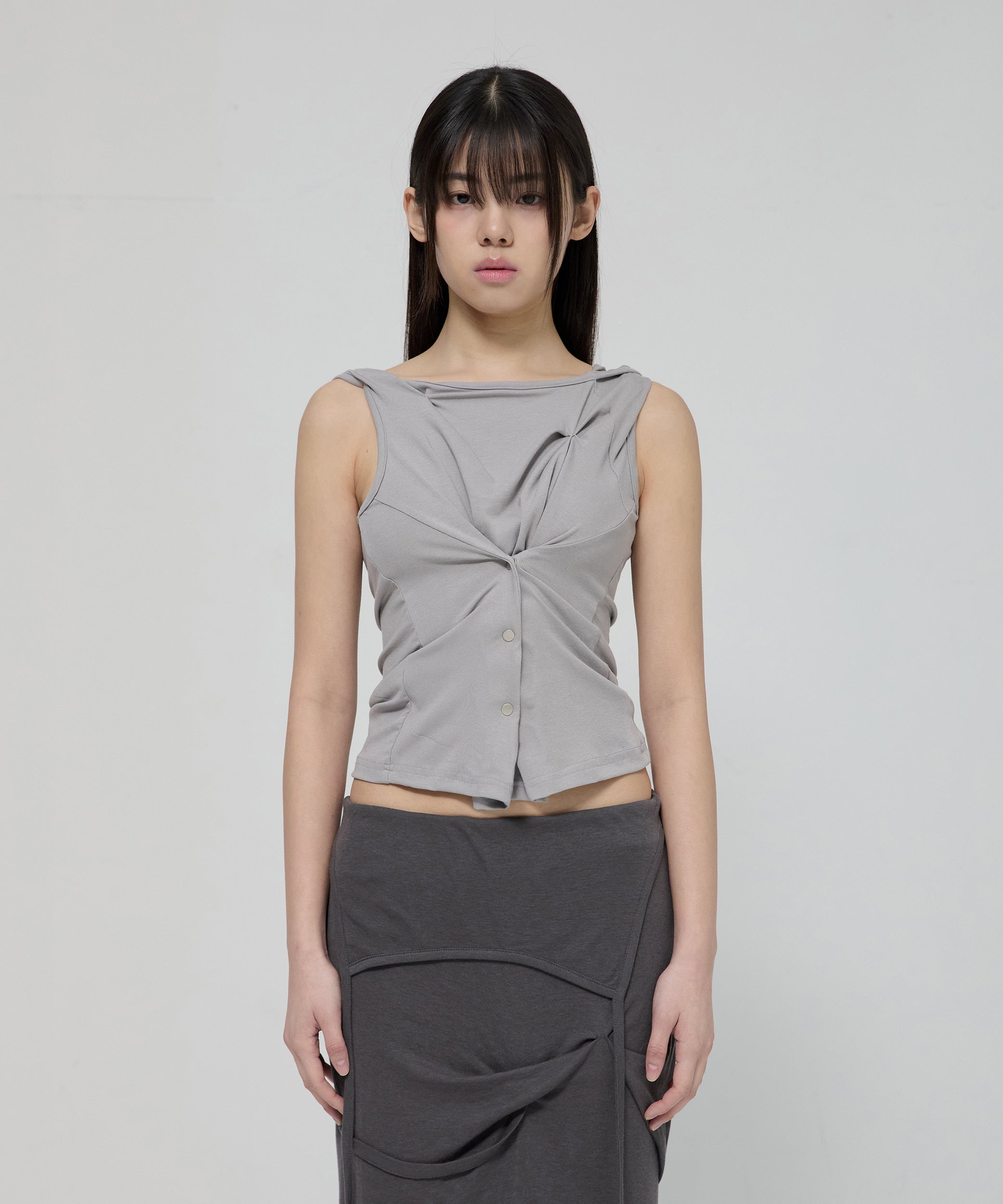 Asymmetrical Draped Midi Skirt (White) – Plop Apparels