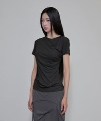Asymmetrical Draped T-Shirt (Black)