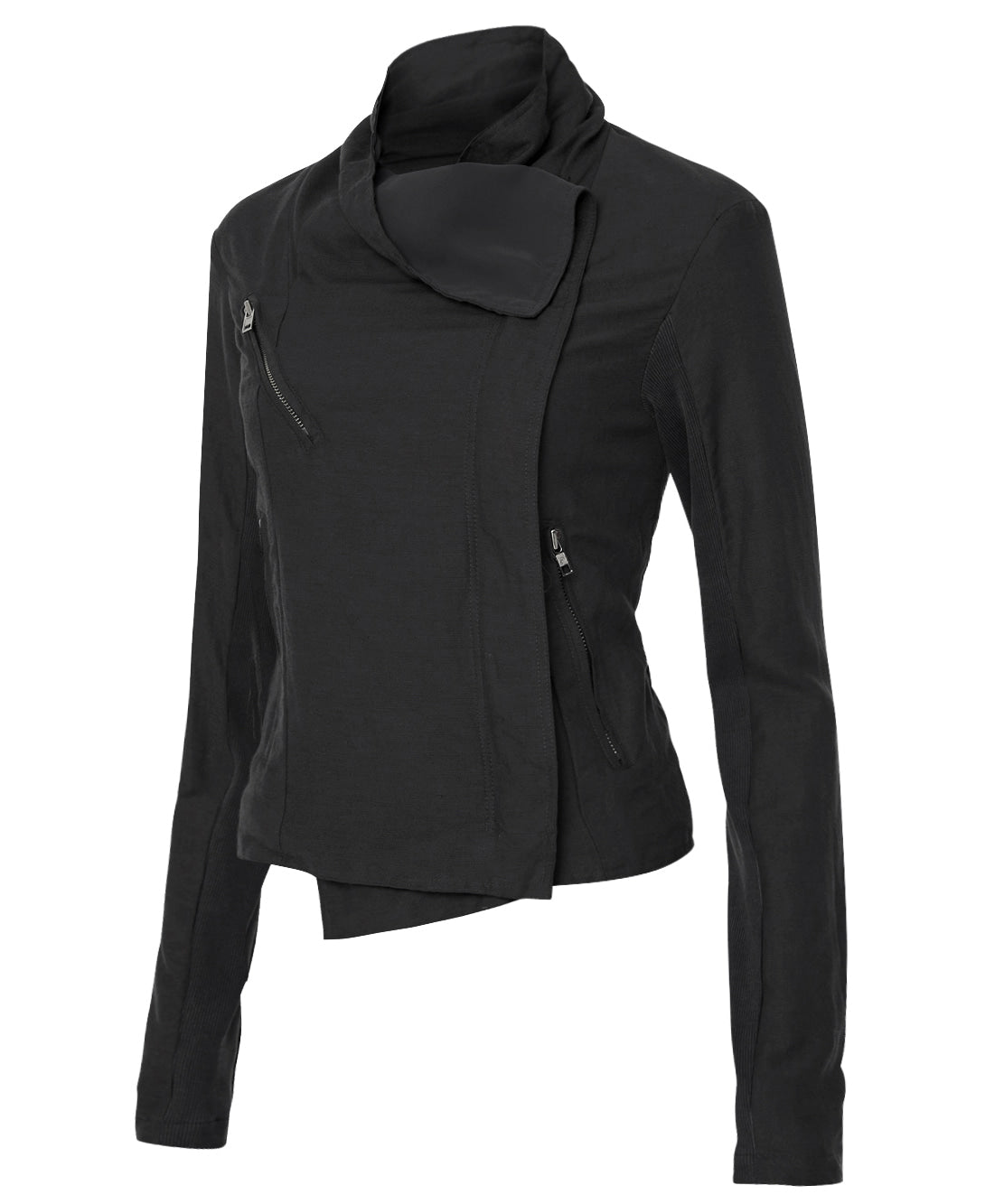 Asymmetrical Biker Jacket (Black)