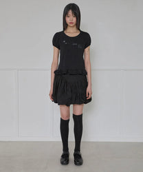 Muta Frill Puff T-Shirt (Black)