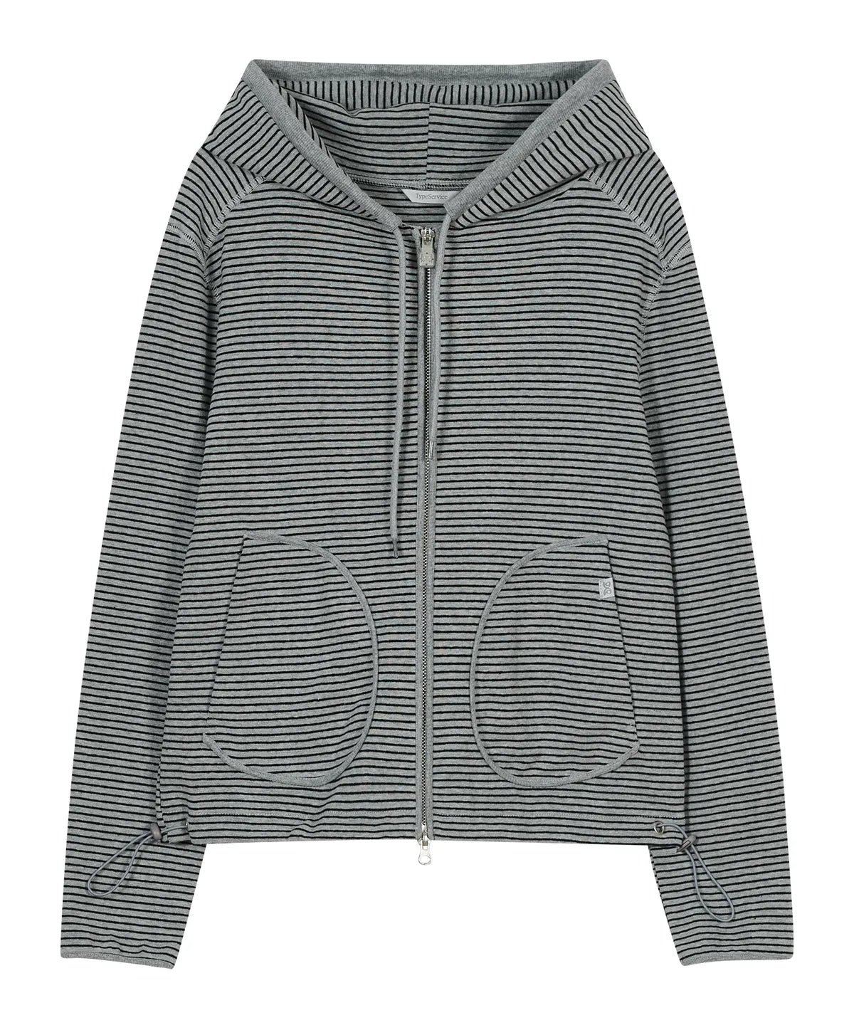 Striped Pocket Zip Hoodie [Gray]