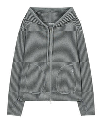 Striped Pocket Zip Hoodie [Gray]
