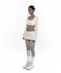 Knit Micro Skirt Ivory