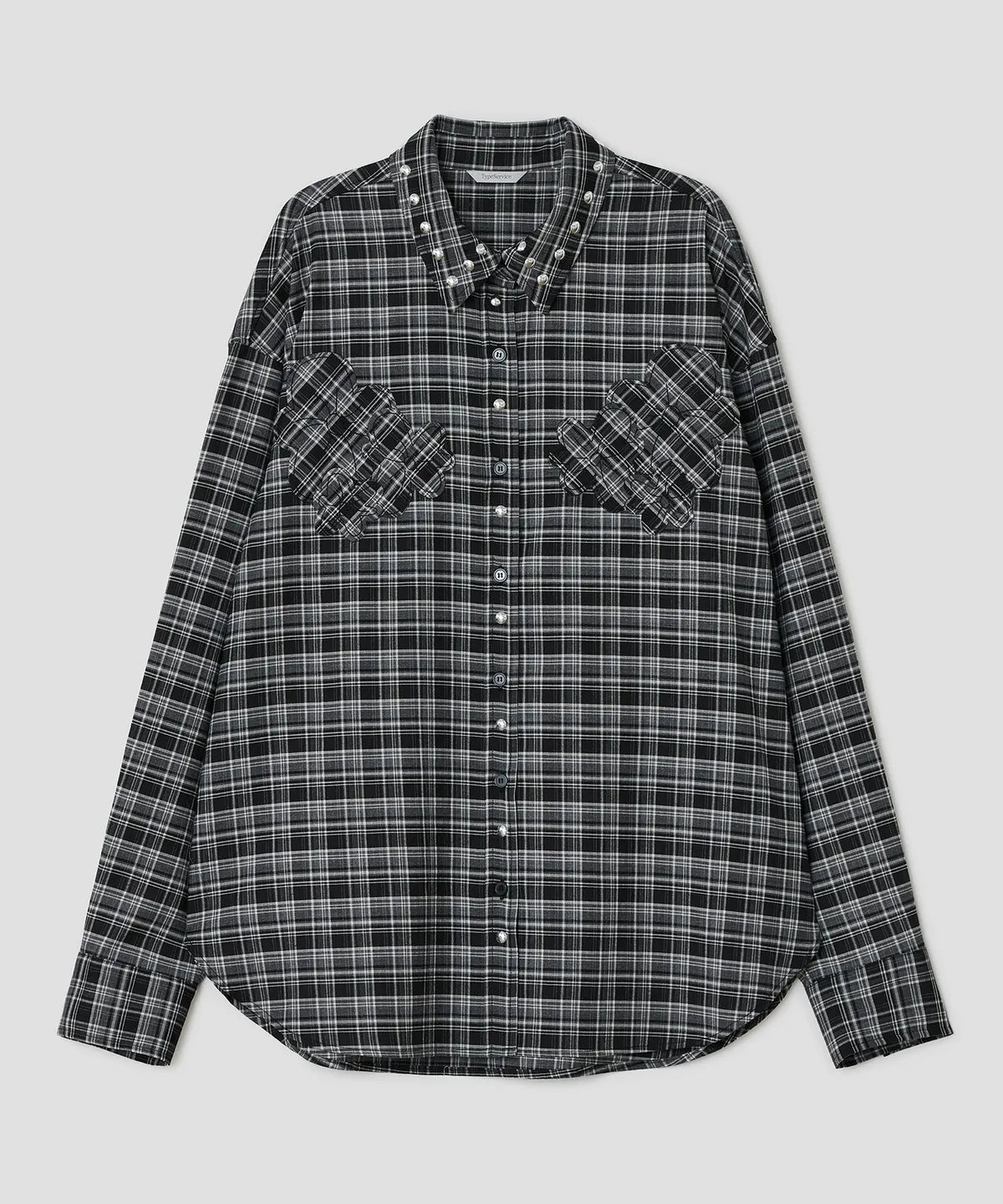 Hotfix Embroidered Check Shirt [Black]