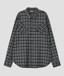 Hotfix Embroidered Check Shirt [Black]