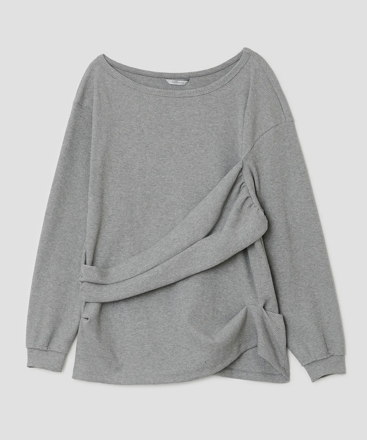 Textured Ruched Off Shoulder Top [Gray]