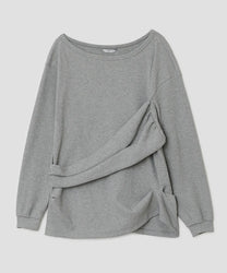 Textured Ruched Off Shoulder Top [Gray]