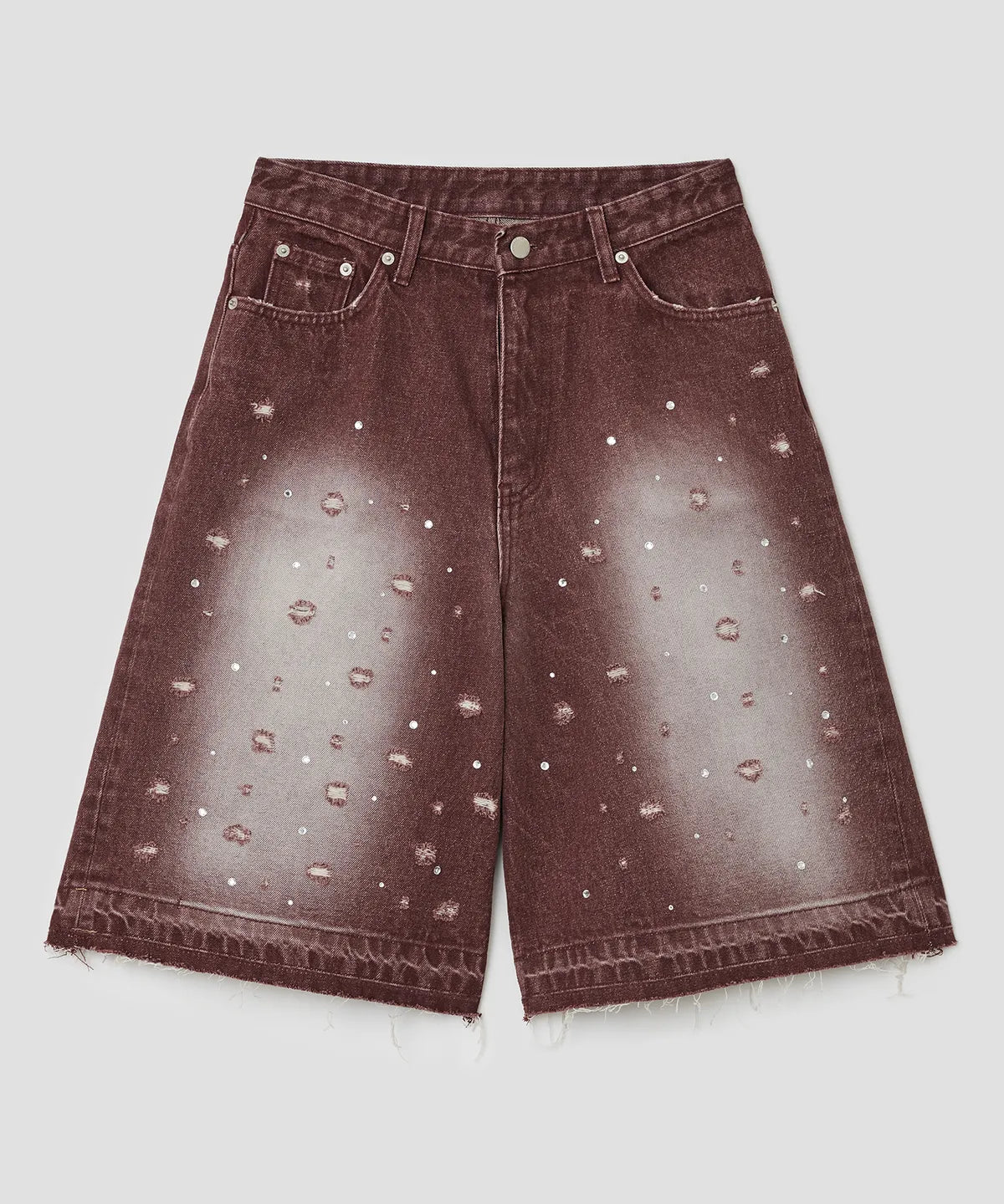 Damaged Stone Bermuda Shorts [Wine]