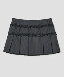 Ruffled Stripe Skirt [Charcoal]
