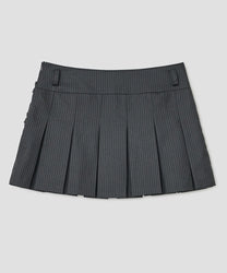 Ruffled Stripe Skirt [Charcoal]