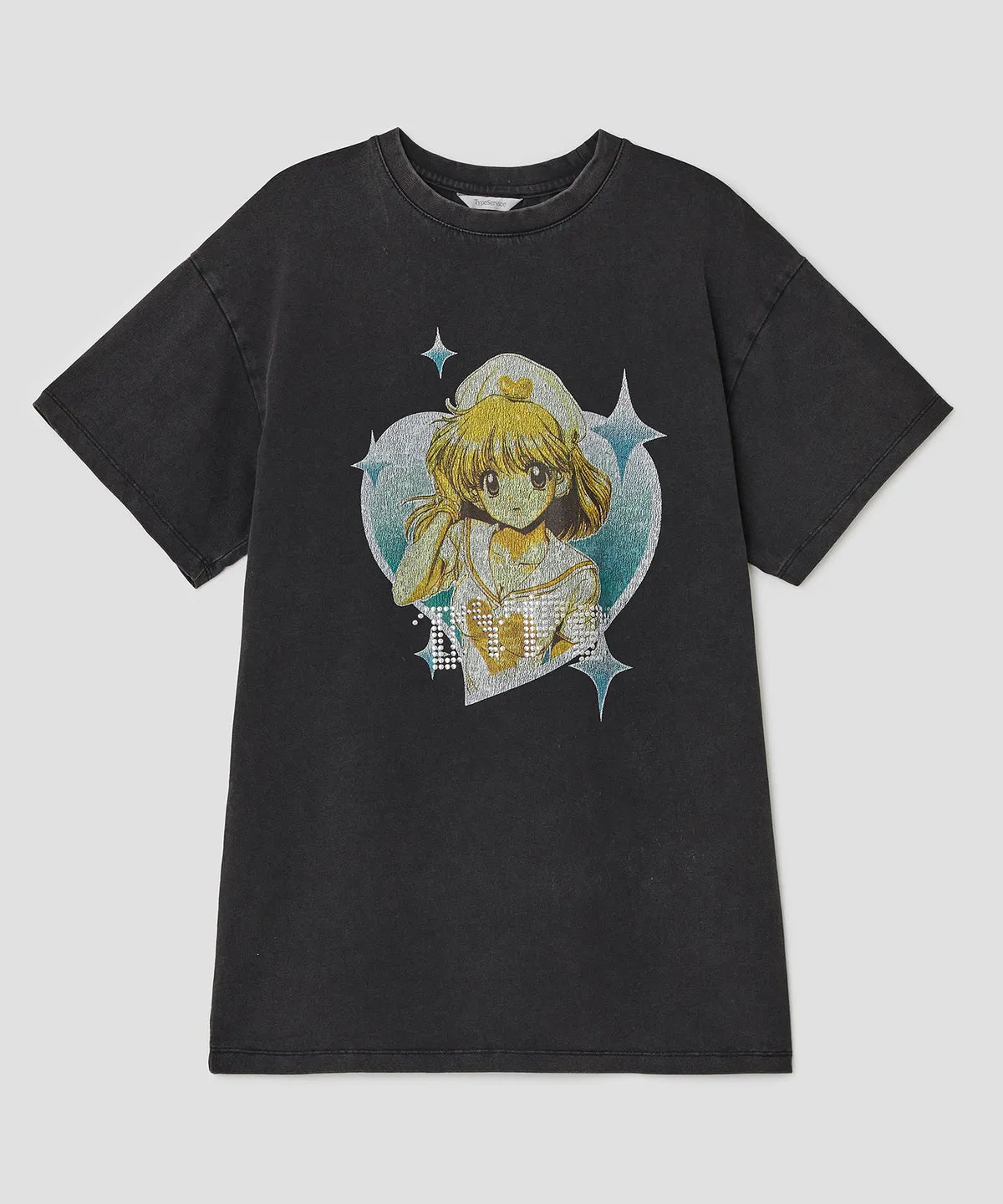 Girl Hotfix Washed Top [Charcoal]