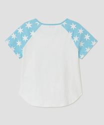 Star Sleeve Spray Raglan Top [Blue]
