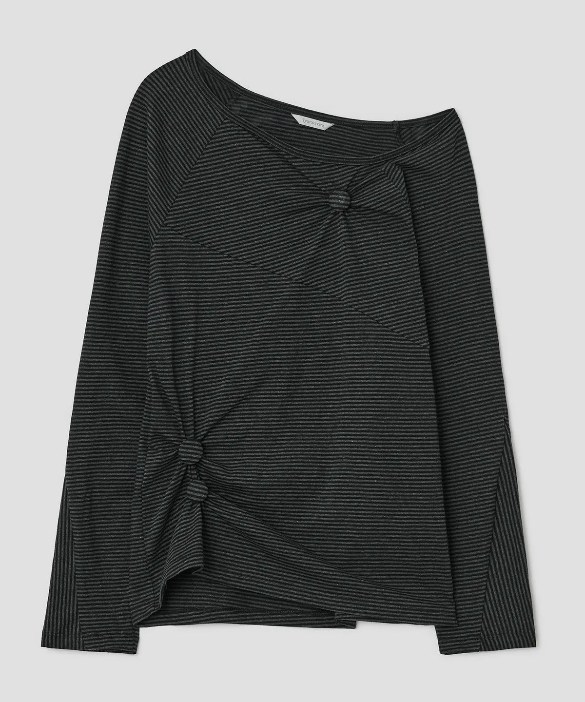 Striped Seam Button Top [Black]