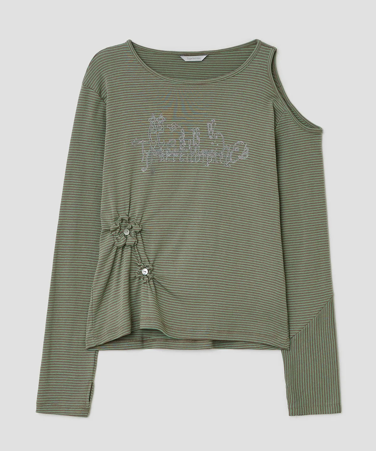 Flower Button Cut Out Top [Green]