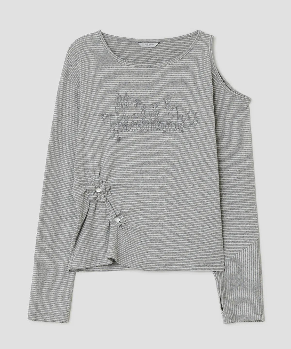 Flower Button Cut Out Top [Gray]
