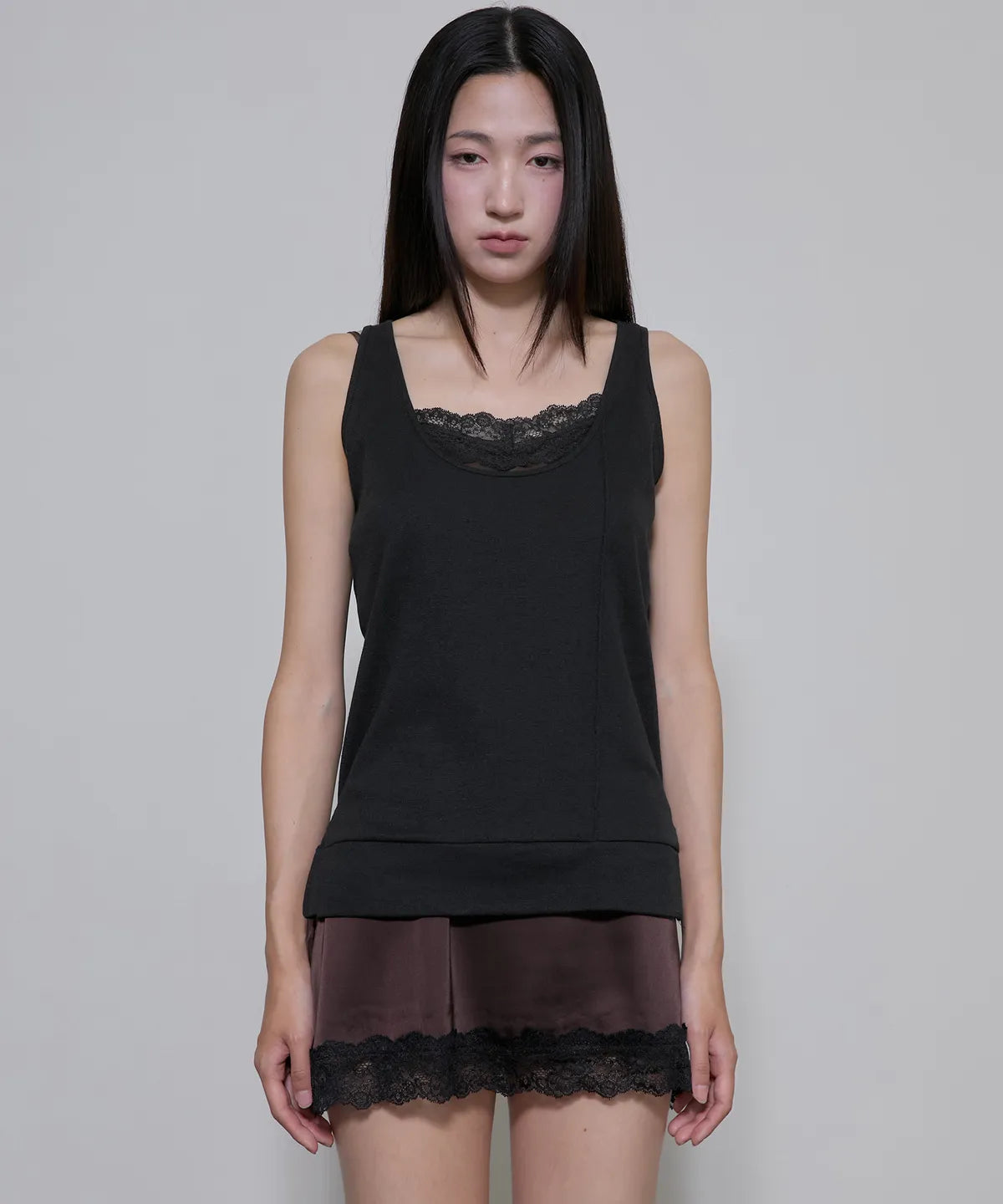 2 Layered Lace Dress (Black &amp; Brown)