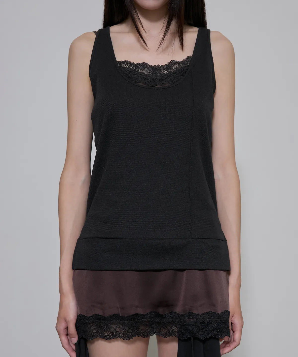 2 Layered Lace Dress (Black &amp; Brown)