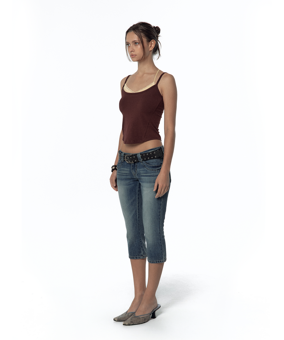 Split Pocket Capri Jeans (Blue)