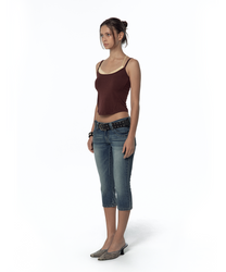 Split Pocket Capri Jeans (Blue)