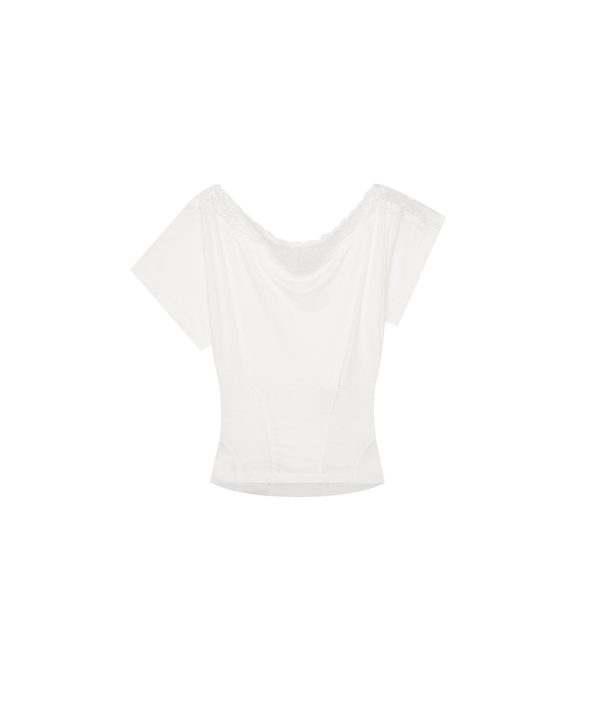 Lace One Shoulder Corset Tee (White)