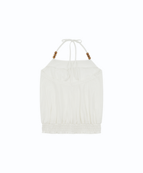 Beadwork Halter Top (White)