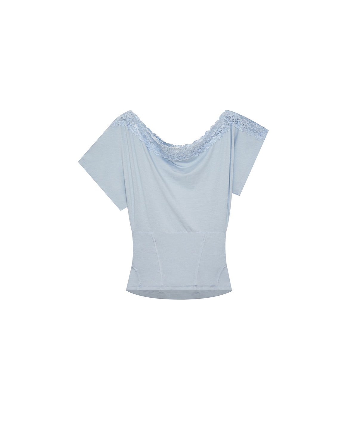 Lace One Shoulder Corset Tee (Sky Blue)