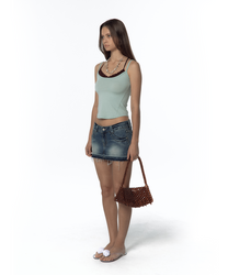 Split Pocket Denim Skirt (Blue)