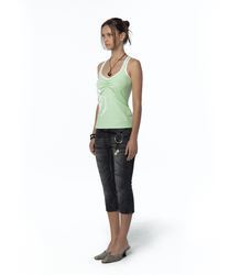 Split Pocket Capri Jeans (Black)