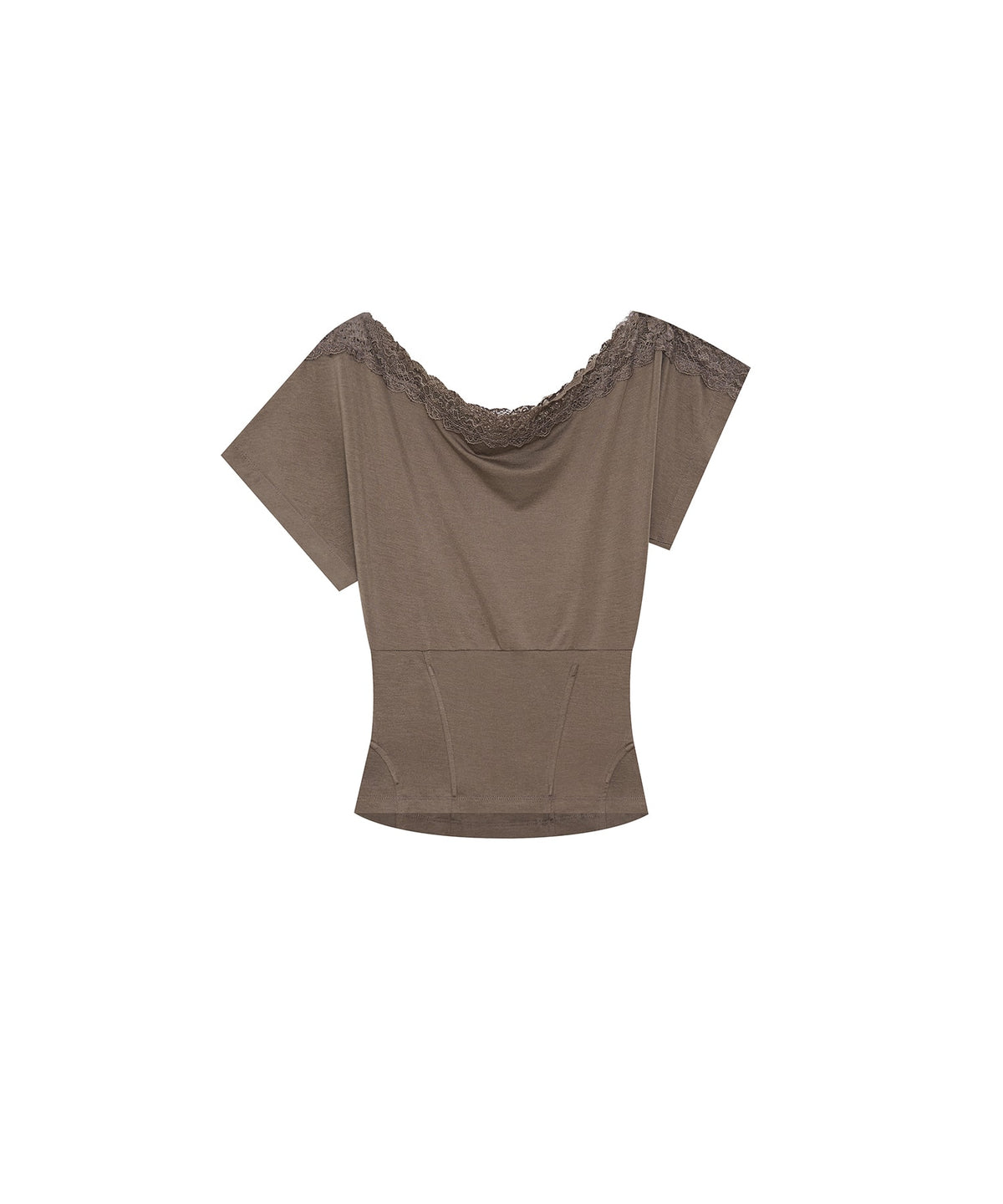 Lace One Shoulder Corset Tee (Charcoal)