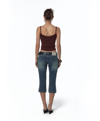 Split Pocket Capri Jeans (Blue)